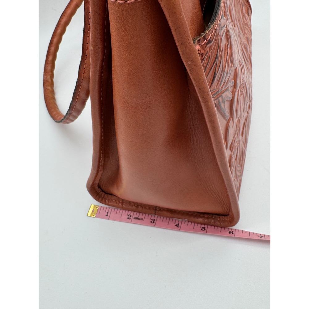 Patricia Nash Paris Satchel Tan Tooled Leather Floral Embossed Shoulder Bag - Picture 10 of 16